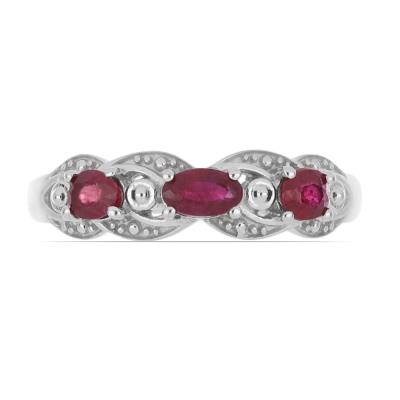 BUY NATURAL GLASS FILLED RUBY GEMSTONE RING IN 925 STERLING SILVER 